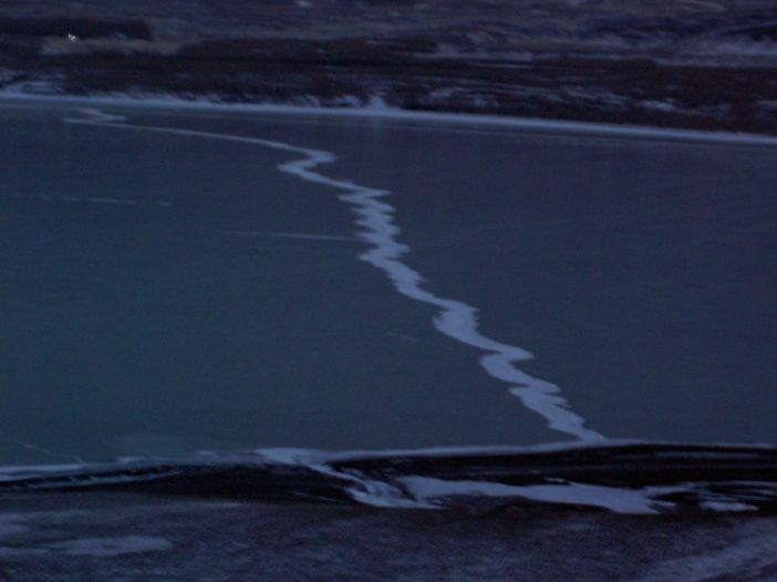 Lines in the ice of the lake